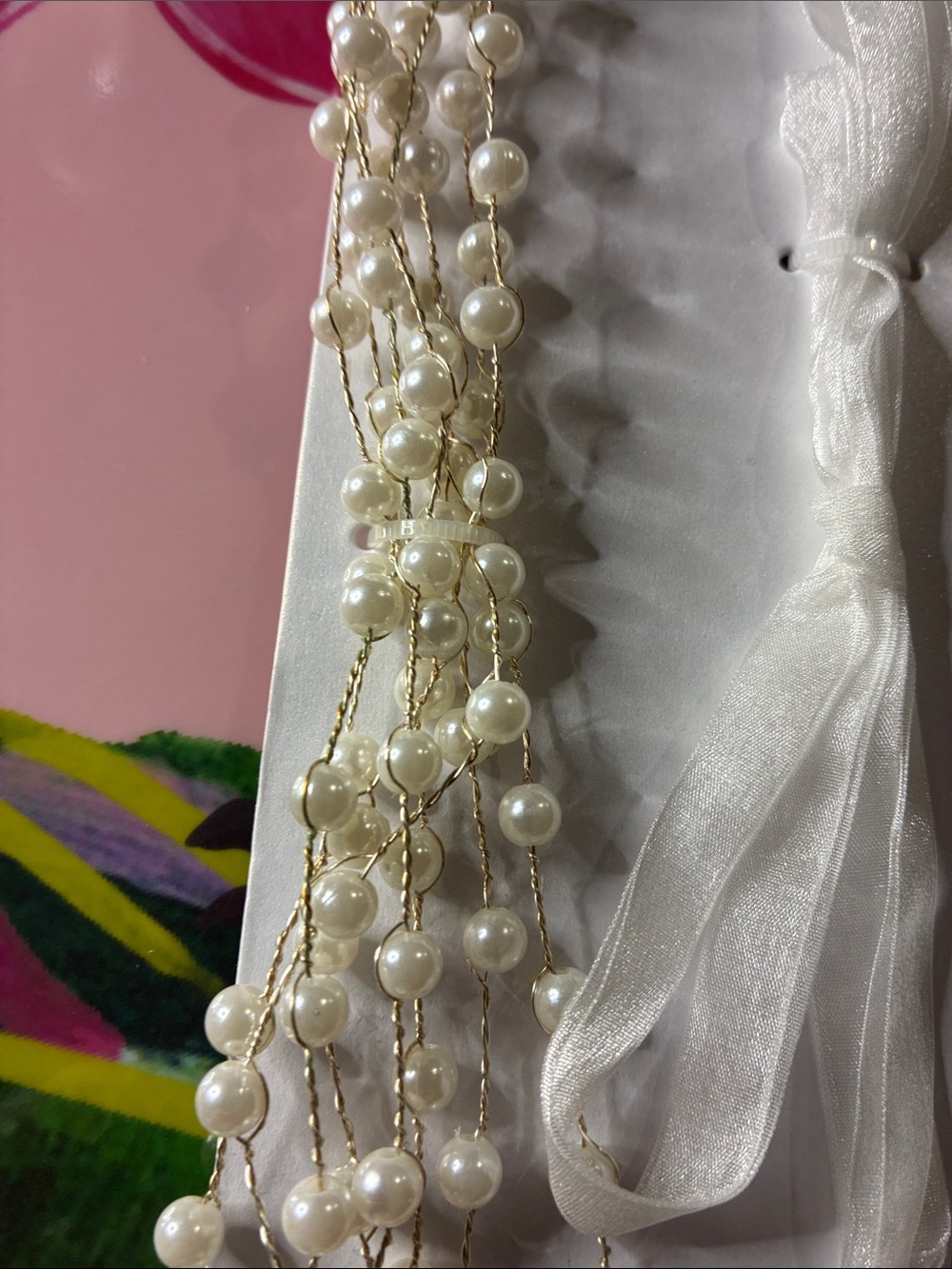 Multi-Strand Pearl Hair Accessory - Ivory - Picture 6 of 9